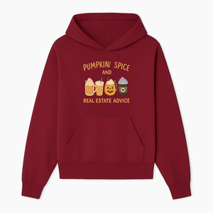 Pumpkin Spice and Real Estate Advice Wall Art | Cozy Fall Decor | Coffee Lovers Gift | Home Office Decoration - Hoodie 1758332988139.jpg