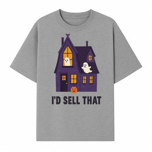 Halloween Ghost House Sign, Cute Haunted House Decor, I d Sell That Halloween Decoration, Spooky Fun Halloween Art - T-shirt 1758332988252.jpg