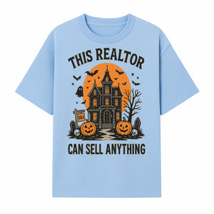 Halloween Realtor - This Realtor Can Sell Anything Spooky Haunted House with Pumpkins Design for Real Estate Agents - T-shirt 1758332988398.jpg