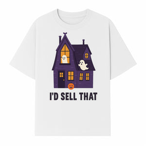 Halloween Ghost House Sign, Cute Haunted House Decor, I d Sell That Halloween Decoration, Spooky Fun Halloween Art - T-shirt 1758332988413.jpg