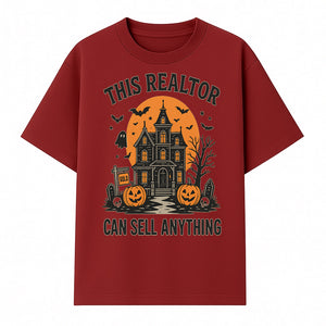 Halloween Realtor - This Realtor Can Sell Anything Spooky Haunted House with Pumpkins Design for Real Estate Agents - T-shirt 1758332988691.jpg