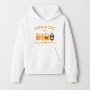 Pumpkin Spice and Real Estate Advice Wall Art | Cozy Fall Decor | Coffee Lovers Gift | Home Office Decoration - Hoodie 1758332988784.jpg