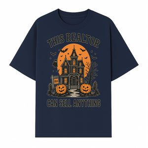 Halloween Realtor - This Realtor Can Sell Anything Spooky Haunted House with Pumpkins Design for Real Estate Agents - T-shirt 1758332988838.jpg