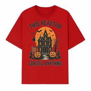 Halloween Realtor - This Realtor Can Sell Anything Spooky Haunted House with Pumpkins Design for Real Estate Agents - T-shirt 1758332988999.jpg