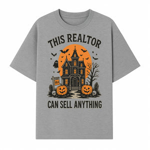 Halloween Realtor - This Realtor Can Sell Anything Spooky Haunted House with Pumpkins Design for Real Estate Agents - T-shirt 1758332989170.jpg