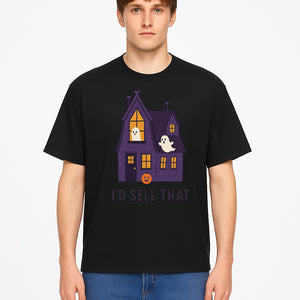 Halloween Ghost House Sign, Cute Haunted House Decor, I d Sell That Halloween Decoration, Spooky Fun Halloween Art - T-shirt 1758332989559.jpg