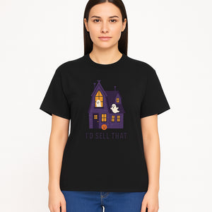 Halloween Ghost House Sign, Cute Haunted House Decor, I d Sell That Halloween Decoration, Spooky Fun Halloween Art - T-shirt 1758332989713.jpg