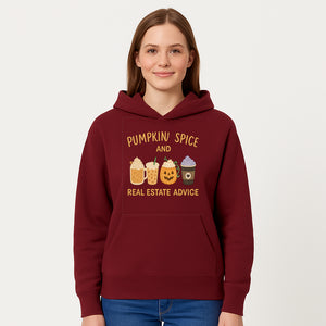 Pumpkin Spice and Real Estate Advice Wall Art | Cozy Fall Decor | Coffee Lovers Gift | Home Office Decoration - Hoodie 1758332990031.jpg