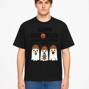 Happy Halloween Ghosts Design T-Shirt | Let's Go House Hunting | Cute Halloween Apparel for Kids & Adults | Spooky Season Fun - T-shirt 1758332990295.jpg
