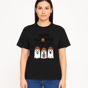 Happy Halloween Ghosts Design T-Shirt | Let's Go House Hunting | Cute Halloween Apparel for Kids & Adults | Spooky Season Fun - T-shirt 1758332990441.jpg