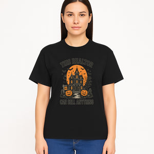 Halloween Realtor - This Realtor Can Sell Anything Spooky Haunted House with Pumpkins Design for Real Estate Agents - T-shirt 1758332990601.jpg