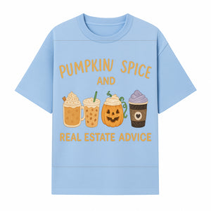 Pumpkin Spice and Real Estate Advice Wall Art | Cozy Fall Decor | Coffee Lovers Gift | Home Office Decoration - T-shirt 1758332990869.jpg