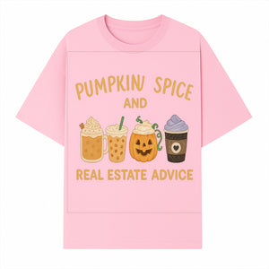 Pumpkin Spice and Real Estate Advice Wall Art | Cozy Fall Decor | Coffee Lovers Gift | Home Office Decoration - T-shirt 1758332991001.jpg