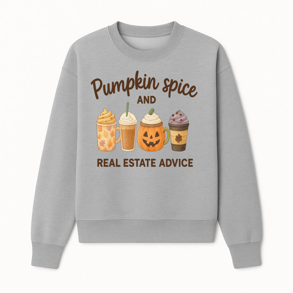 Pumpkin Spice and Real Estate Advice Art Print - Fall Decor, Coffee Lovers Gift, Home Buying Tips, Whimsical Wall Art - Sweatshirt 1758332991707.jpg