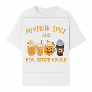 Pumpkin Spice and Real Estate Advice Wall Art | Cozy Fall Decor | Coffee Lovers Gift | Home Office Decoration - T-shirt 1758332991764.jpg
