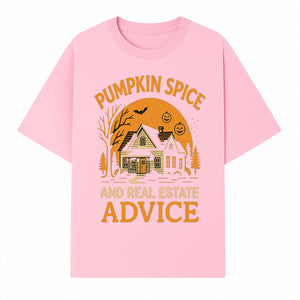 Pumpkin Spice and Real Estate Advice Halloween Themed Decor, Cozy Autumn Home Decor, Seasonal Wall Art, Realtor Gift Idea - T-shirt 1758332991853.jpg