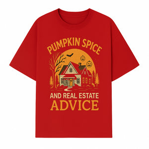 Pumpkin Spice and Real Estate Advice Halloween Themed Decor, Cozy Autumn Home Decor, Seasonal Wall Art, Realtor Gift Idea - T-shirt 1758332992294.jpg