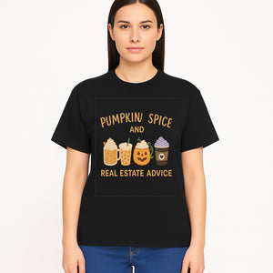 Pumpkin Spice and Real Estate Advice Wall Art | Cozy Fall Decor | Coffee Lovers Gift | Home Office Decoration - T-shirt 1758332993048.jpg