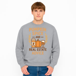 Pumpkin Spice and Real Estate Advice Wall Art | Fall Decor | Cozy Home Decor | Coffee Lover Gift - Sweatshirt 1758332993669.jpg