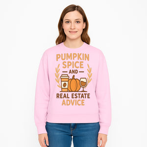 Pumpkin Spice and Real Estate Advice Wall Art | Fall Decor | Cozy Home Decor | Coffee Lover Gift - Sweatshirt 1758332993803.jpg