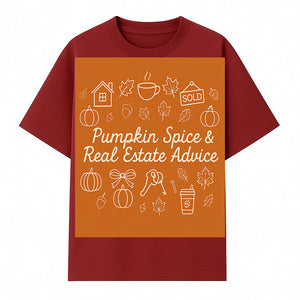 Pumpkin Spice & Real Estate Advice Art Print | Fall Home Decor | Cozy Autumn Aesthetic | Realtor Gift Idea - T-shirt 1758332993950.jpg