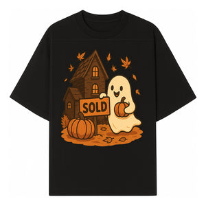 Cute Halloween Ghost with Pumpkins and Sold Sign, Fall Decor, Whimsical Art Print for Seasonal Home Decoration - T-shirt 1758332994221.jpg