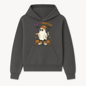 Funny Ghost Halloween T-shirt - Bruh, I Mean Boo with Candy Pumpkins and Bats, Cute Fall Vibes For Trick or Treating - Hoodie 1758332994349.jpg