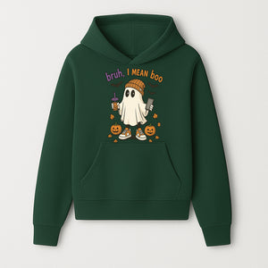 Funny Ghost Halloween T-shirt - Bruh, I Mean Boo with Candy Pumpkins and Bats, Cute Fall Vibes For Trick or Treating - Hoodie 1758332994487.jpg
