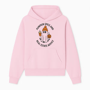 Pumpkin Spice and Real Estate Advice Ghost Halloween Design T-Shirt or Mug, Cute Fall Apparel and Gifts for Realtors - Hoodie 1758332994963.jpg