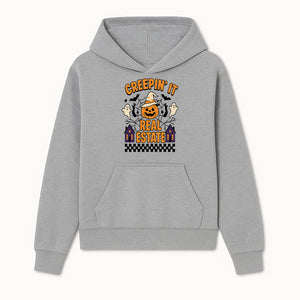 Creepin' It Real Estate Halloween Shirt with Pumpkin, Ghosts, and Bats for Spooky Fun and Real Estate Lovers - Hoodie 1758332995168.jpg