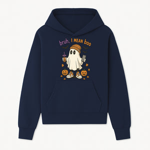 Funny Ghost Halloween T-shirt - Bruh, I Mean Boo with Candy Pumpkins and Bats, Cute Fall Vibes For Trick or Treating - Hoodie 1758332995297.jpg