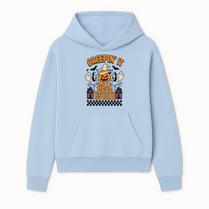 Creepin' It Real Estate Halloween Shirt with Pumpkin, Ghosts, and Bats for Spooky Fun and Real Estate Lovers - Hoodie 1758332995336.jpg