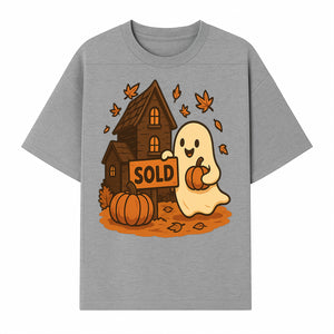 Cute Halloween Ghost with Pumpkins and Sold Sign, Fall Decor, Whimsical Art Print for Seasonal Home Decoration - T-shirt 1758332995579.jpg
