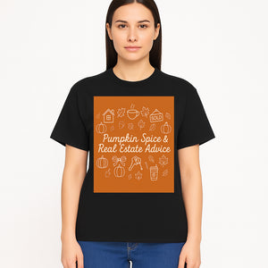 Pumpkin Spice & Real Estate Advice Art Print | Fall Home Decor | Cozy Autumn Aesthetic | Realtor Gift Idea - T-shirt 1758332995881.jpg