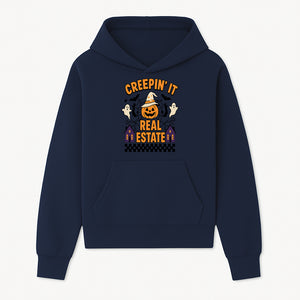 Creepin' It Real Estate Halloween Shirt with Pumpkin, Ghosts, and Bats for Spooky Fun and Real Estate Lovers - Hoodie 1758332995900.jpg