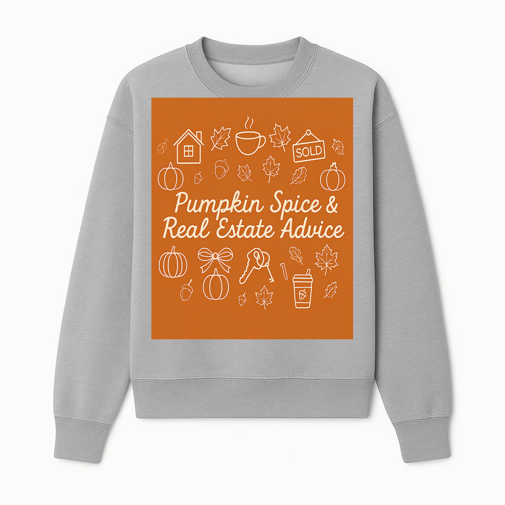 Pumpkin Spice & Real Estate Advice Art Print | Fall Home Decor | Cozy Autumn Aesthetic | Realtor Gift Idea - Sweatshirt 1758332996074.jpg