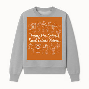 Pumpkin Spice & Real Estate Advice Art Print | Fall Home Decor | Cozy Autumn Aesthetic | Realtor Gift Idea - Sweatshirt 1758332996074.jpg