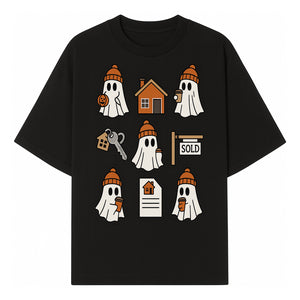 Cute Ghost Homebuyer Sticker Set - Halloween Real Estate Icons, Sold Sign, Key, House, Coffee - Quaint Decoration for Fall - T-shirt 1758332996102.jpg