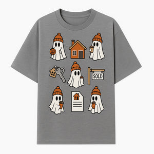 Cute Ghost Homebuyer Sticker Set - Halloween Real Estate Icons, Sold Sign, Key, House, Coffee - Quaint Decoration for Fall - T-shirt 1758332996539.jpg