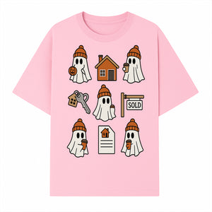 Cute Ghost Homebuyer Sticker Set - Halloween Real Estate Icons, Sold Sign, Key, House, Coffee - Quaint Decoration for Fall - T-shirt 1758332996887.jpg