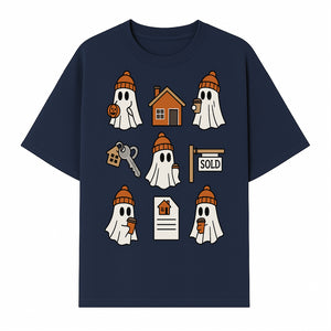 Cute Ghost Homebuyer Sticker Set - Halloween Real Estate Icons, Sold Sign, Key, House, Coffee - Quaint Decoration for Fall - T-shirt 1758332997189.jpg