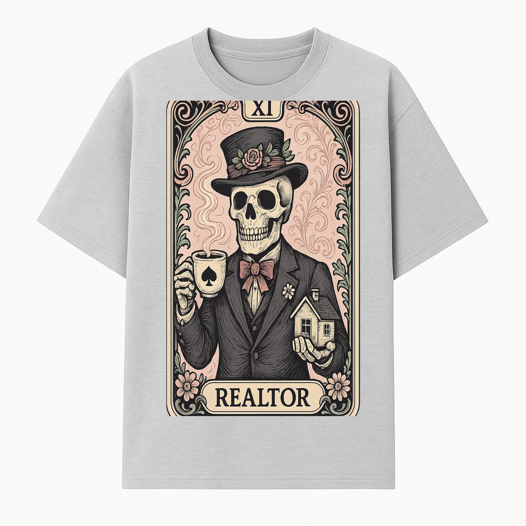 Skull Realtor Vintage Illustration Art Print - Gothic Home Decor, Unique Gift for Real Estate Agents, Dark Academia Aesthetic - T-shirt 1758332997953.jpg