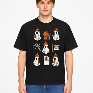 Cute Ghost Homebuyer Sticker Set - Halloween Real Estate Icons, Sold Sign, Key, House, Coffee - Quaint Decoration for Fall - T-shirt 1758332998793.jpg