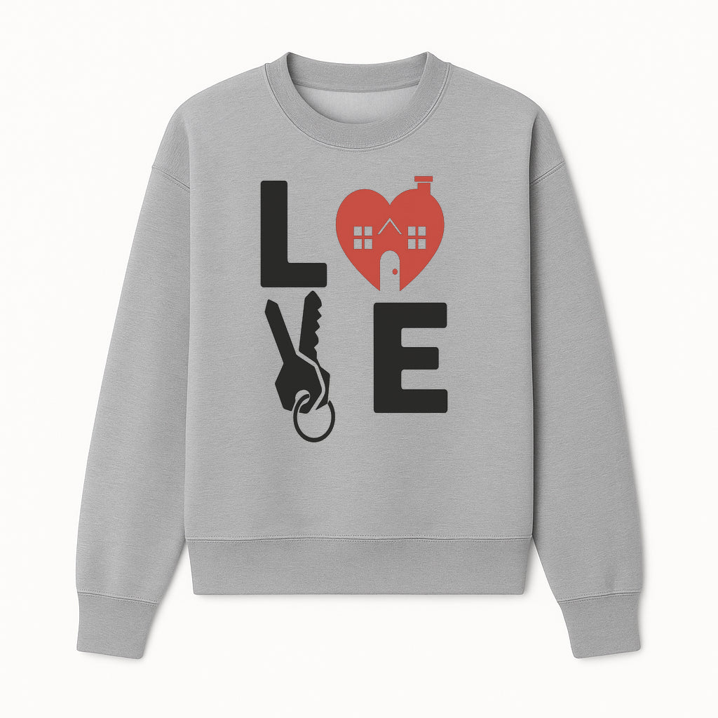 Love Key Home Decor Sign | Heart with House & Key Design | Unique Wall Art for Homeowners | Gift for Newlyweds or Couples - Sweatshirt 1758332998923.jpg