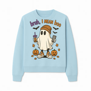 Funny Ghost Halloween T-shirt - Bruh, I Mean Boo with Candy Pumpkins and Bats, Cute Fall Vibes For Trick or Treating - Sweatshirt 1758333000992.jpg