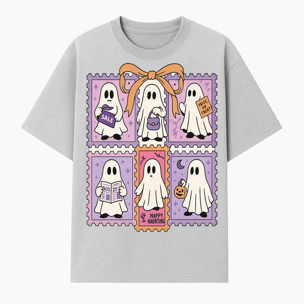 Halloween Ghost Stamp Set, Cute Spooky Stickers, Trick or Treat Decor, Happy Haunting Design, Festive Party Supplies - T-shirt 1758333001076.jpg
