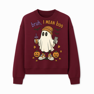 Funny Ghost Halloween T-shirt - Bruh, I Mean Boo with Candy Pumpkins and Bats, Cute Fall Vibes For Trick or Treating - Sweatshirt 1758333001254.jpg
