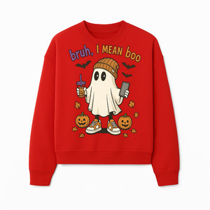 Funny Ghost Halloween T-shirt - Bruh, I Mean Boo with Candy Pumpkins and Bats, Cute Fall Vibes For Trick or Treating - Sweatshirt 1758333001600.jpg