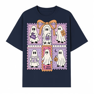 Halloween Ghost Stamp Set, Cute Spooky Stickers, Trick or Treat Decor, Happy Haunting Design, Festive Party Supplies - T-shirt 1758333002243.jpg