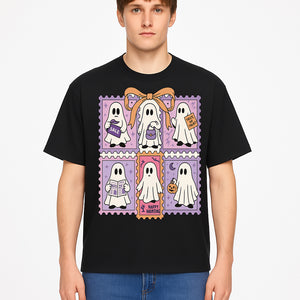 Halloween Ghost Stamp Set, Cute Spooky Stickers, Trick or Treat Decor, Happy Haunting Design, Festive Party Supplies - T-shirt 1758333003855.jpg